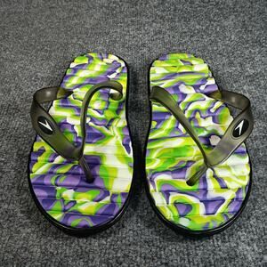 Speedo Sandals Size 7 Green Purple Marble Thong Flip Flops Pool Beach